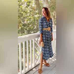 Madison Matthews Navy Long Sleeve Dress